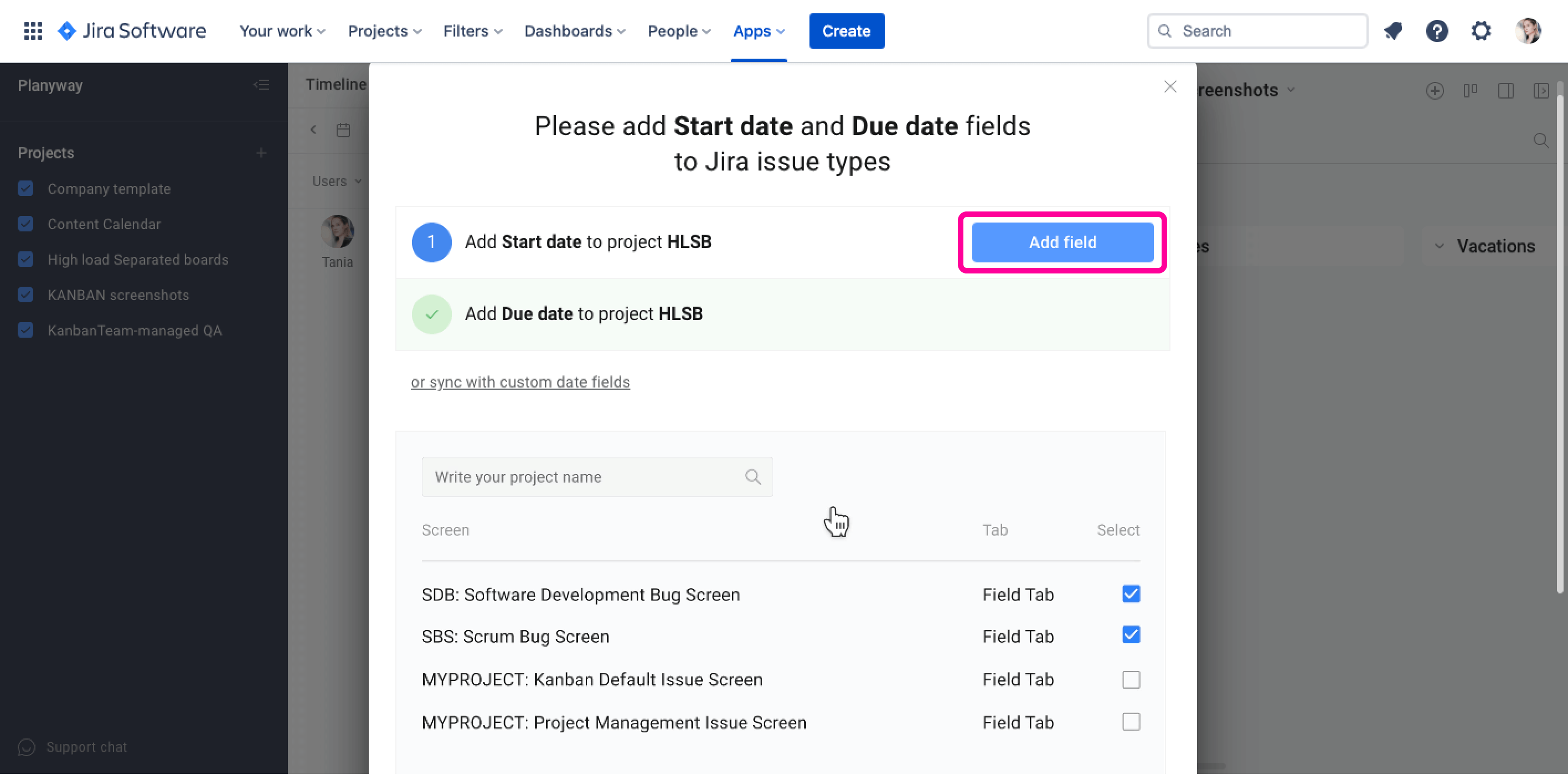 Planyway for Jira Guide Sync Jira Dates