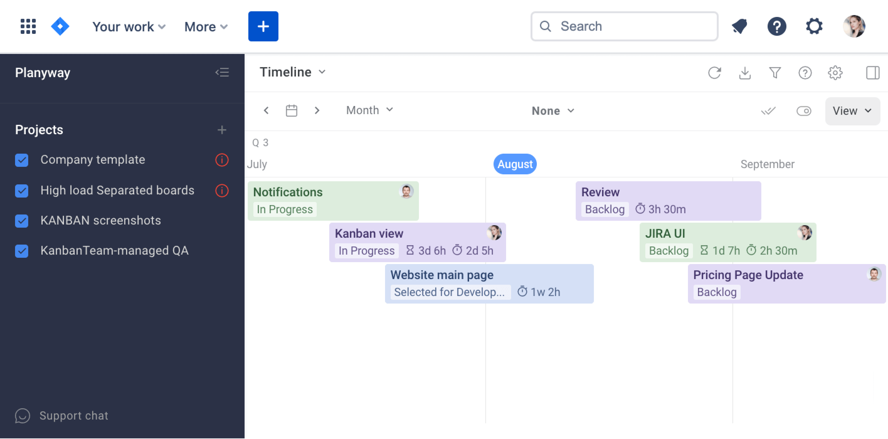 Planyway for Jira Guide Warning Dates