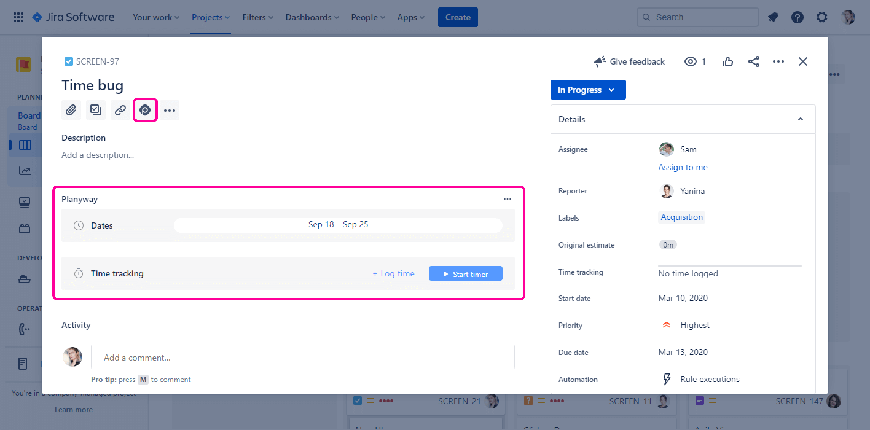 Planyway for Jira Guide Add Dates from Jira