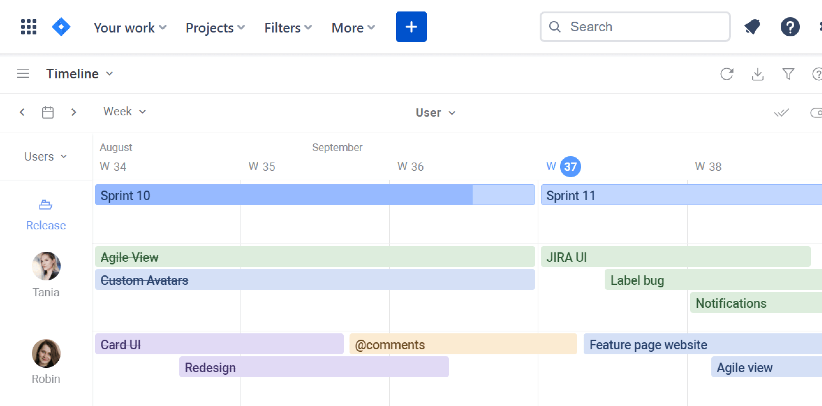Planyway for Jira Guide Releases Track Progress