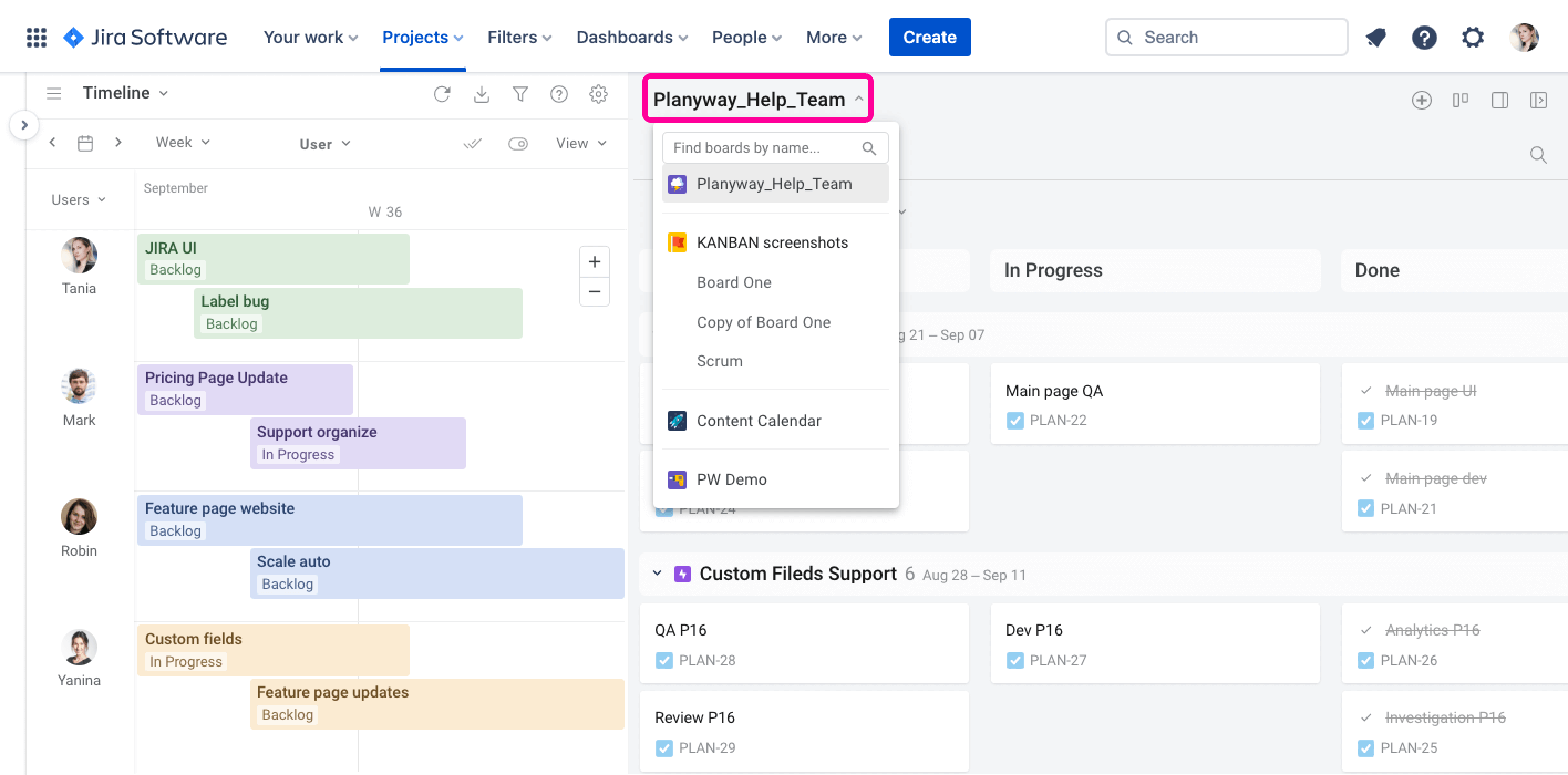 Planyway for Jira Guide Task Panel