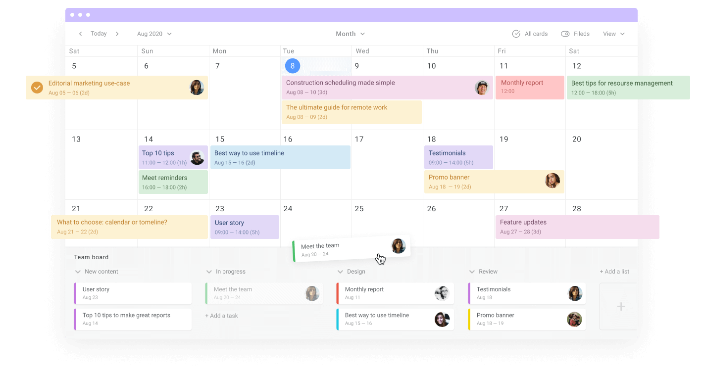 Social media content calendar - Planyway templates