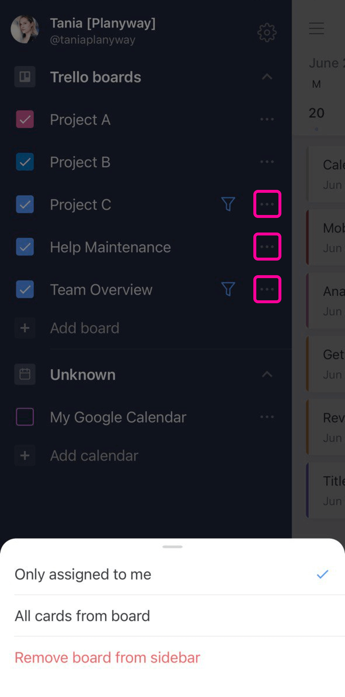 Getting Started With Planyway Mobile Sidebar Menu