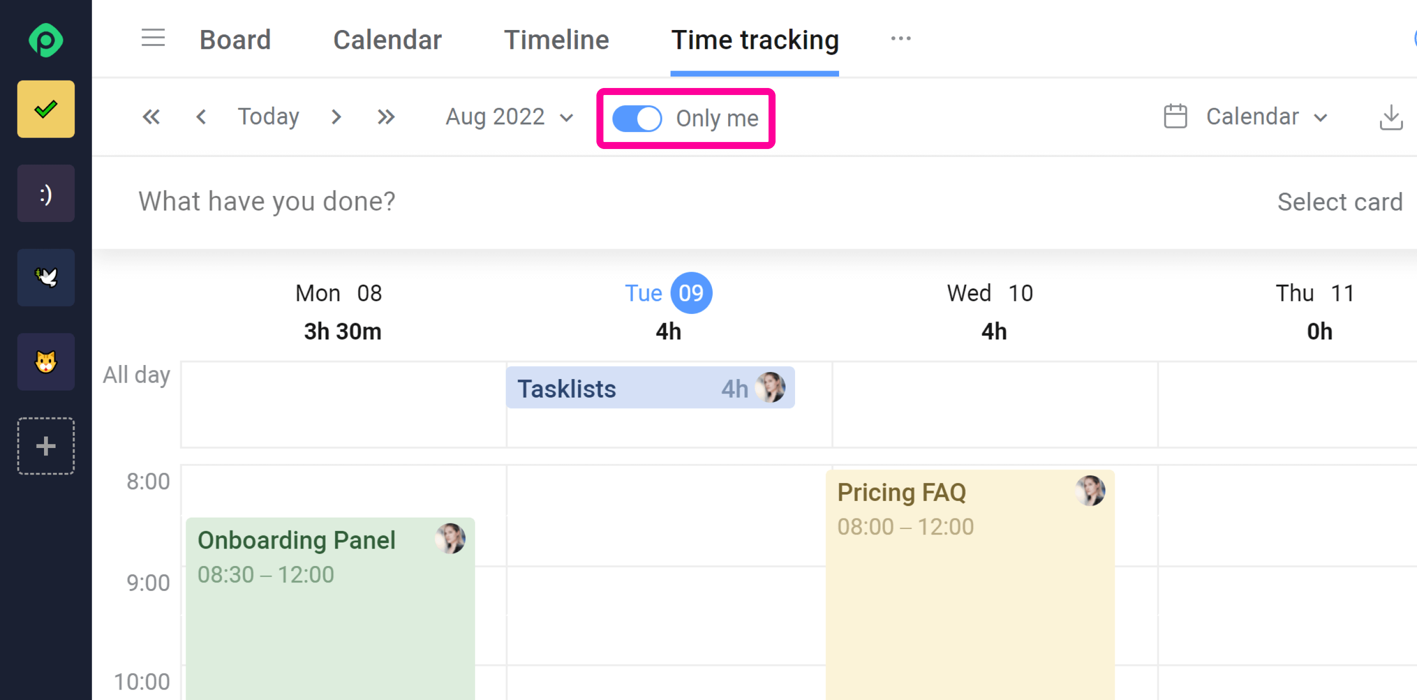 Planyway Time Tracking Only Me Filter