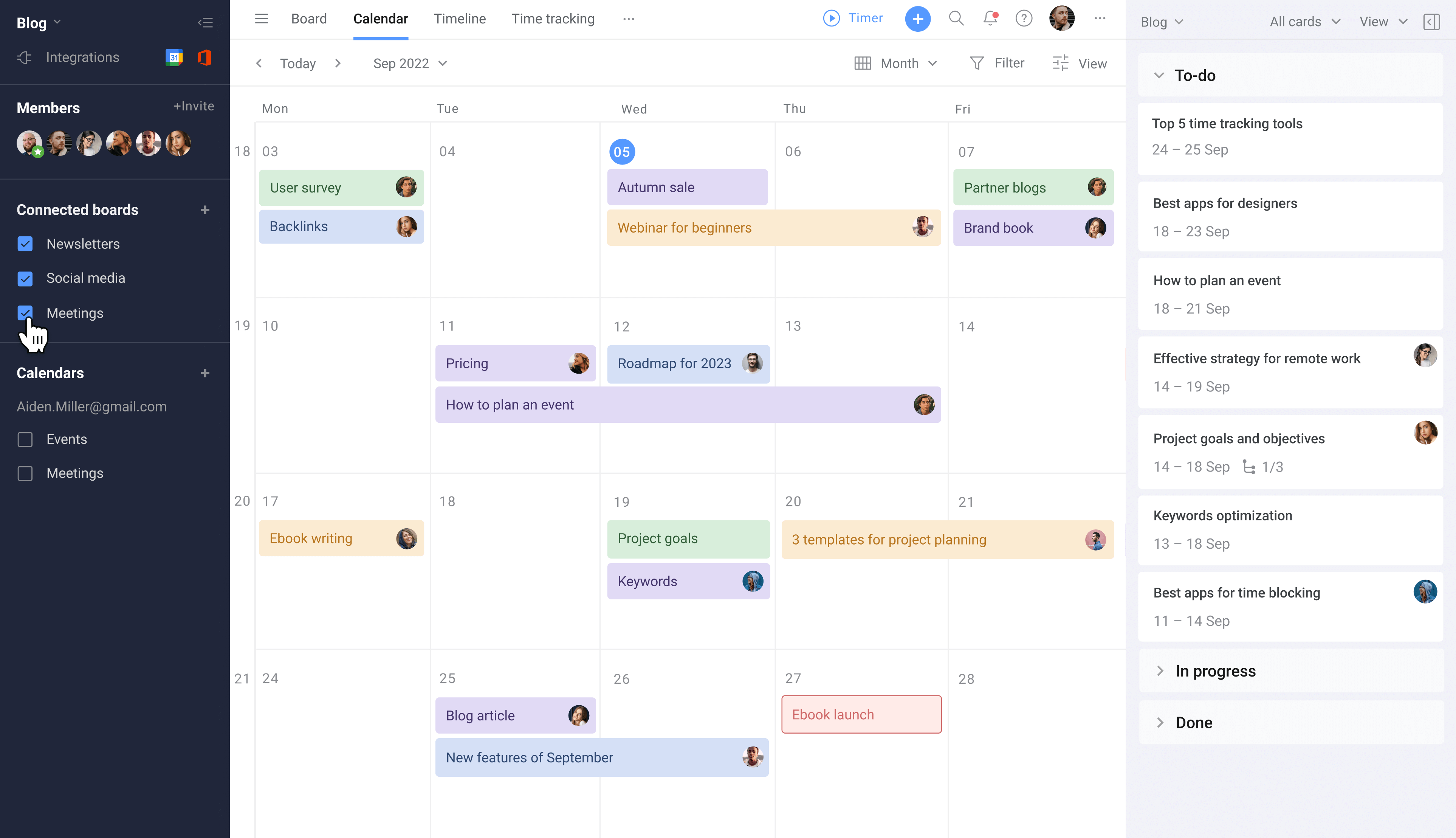 Monthly Calendar