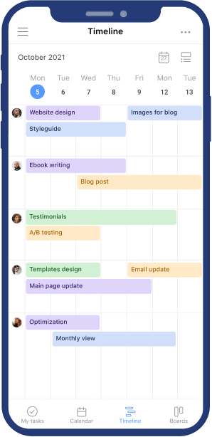 Planyway mobile timeline