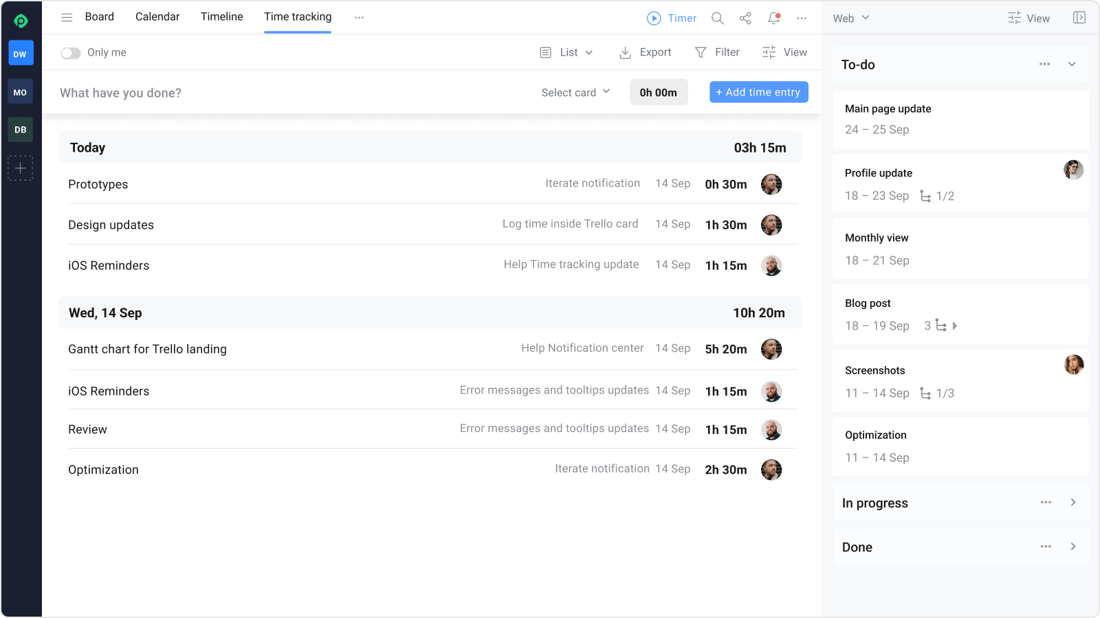 Calendar, Timeline, Time Tracking by Planyway PowerUp Trello