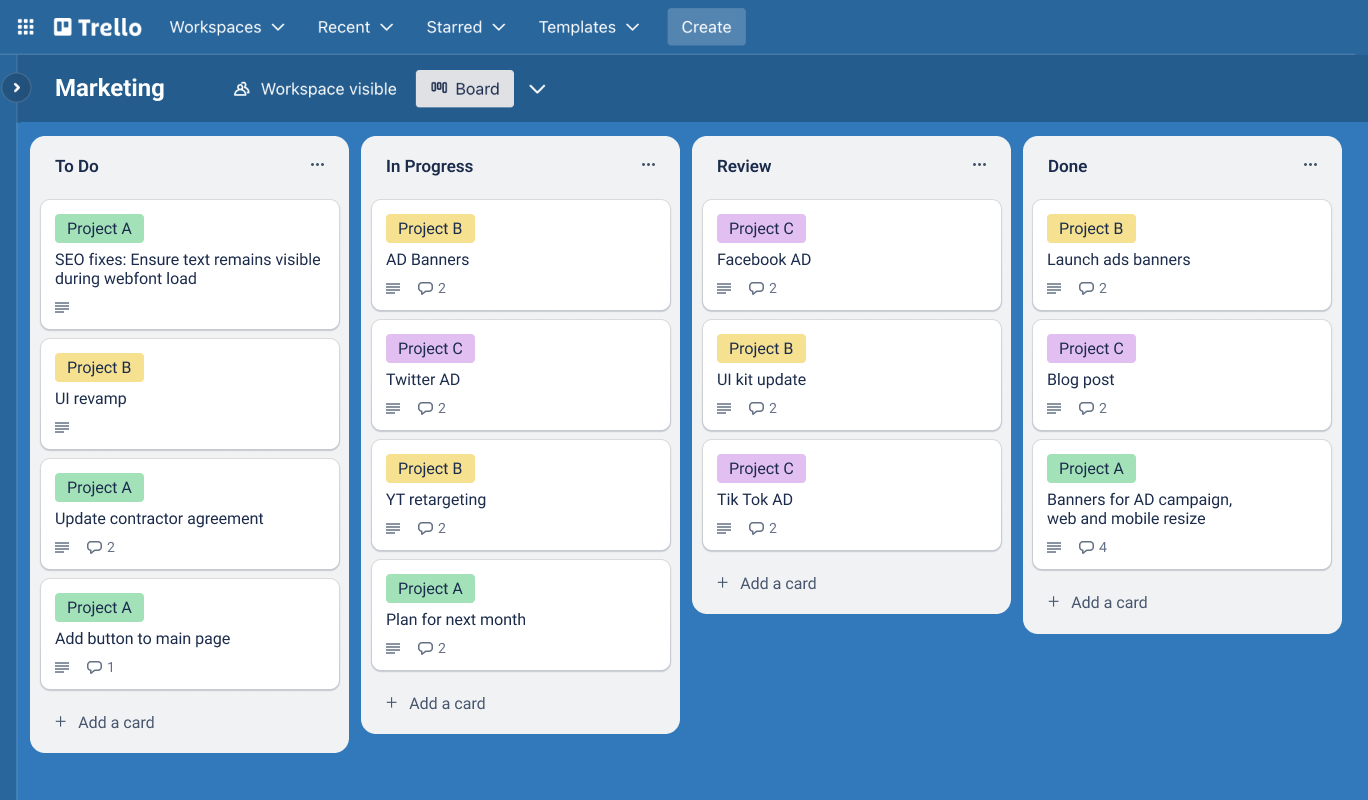 Using Trello to Manage Multiple Projects 