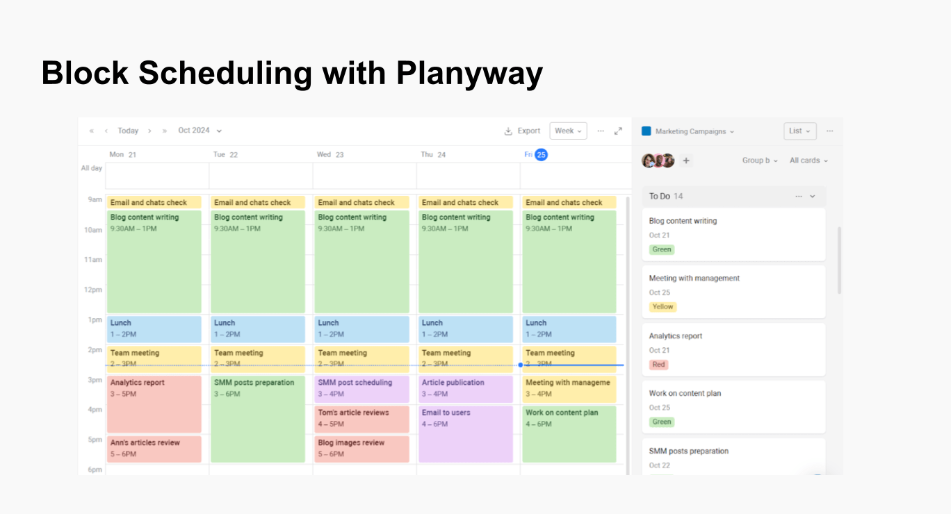 Block Schedule in Planyway