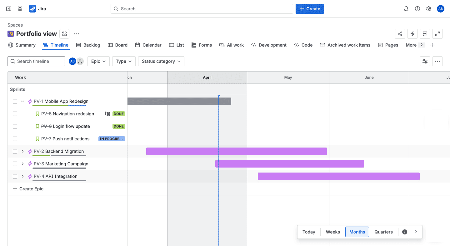 Using epics as project containers in Jira
