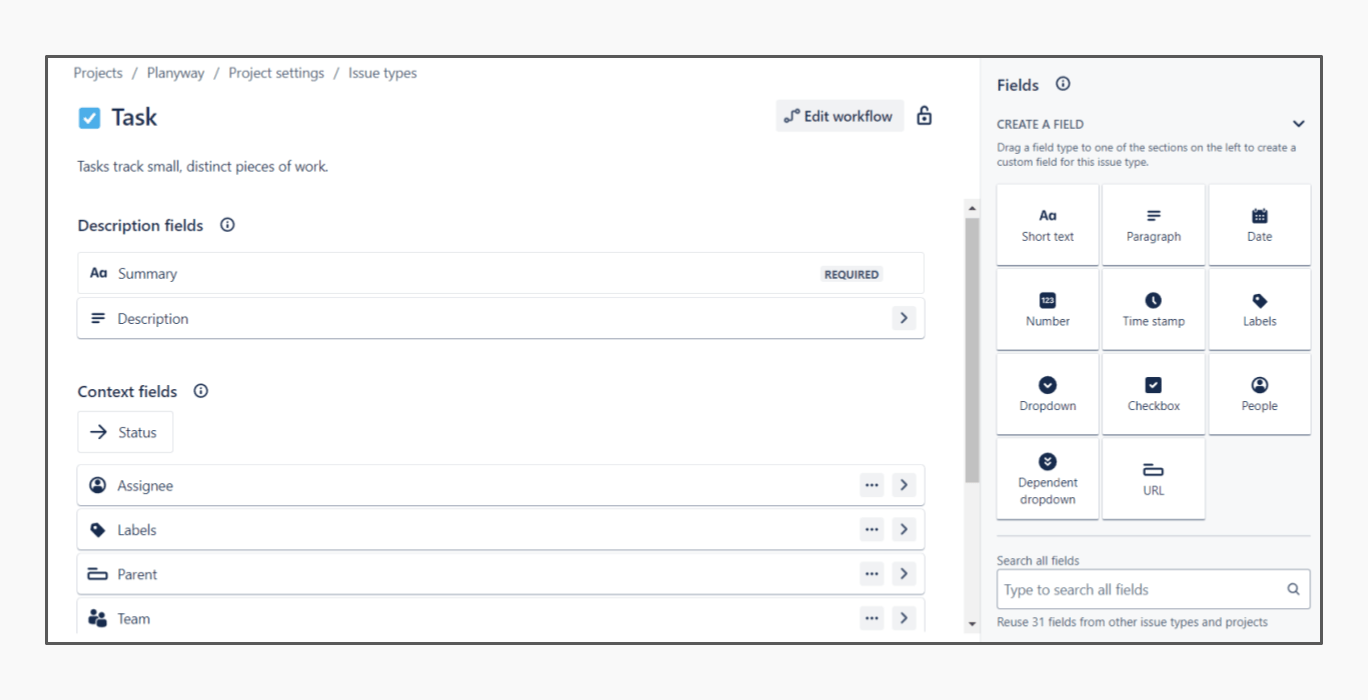 JIRA custom fields