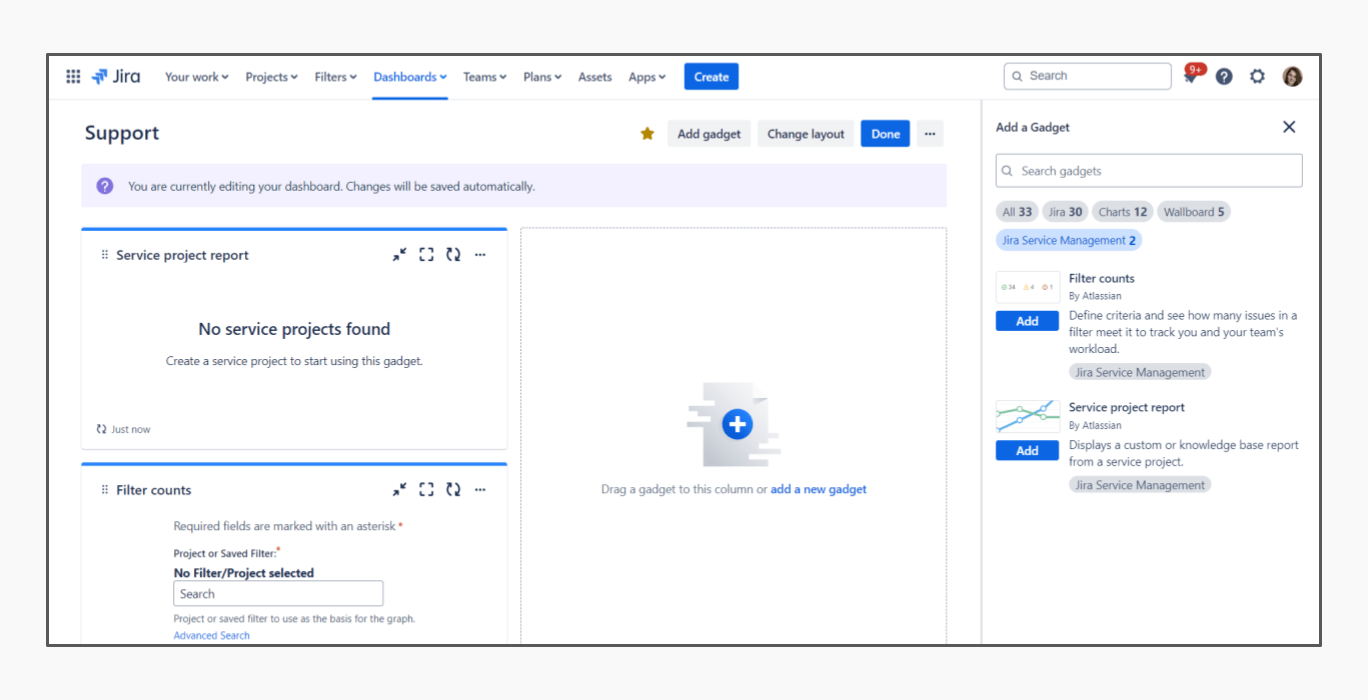 JIRA dashboards