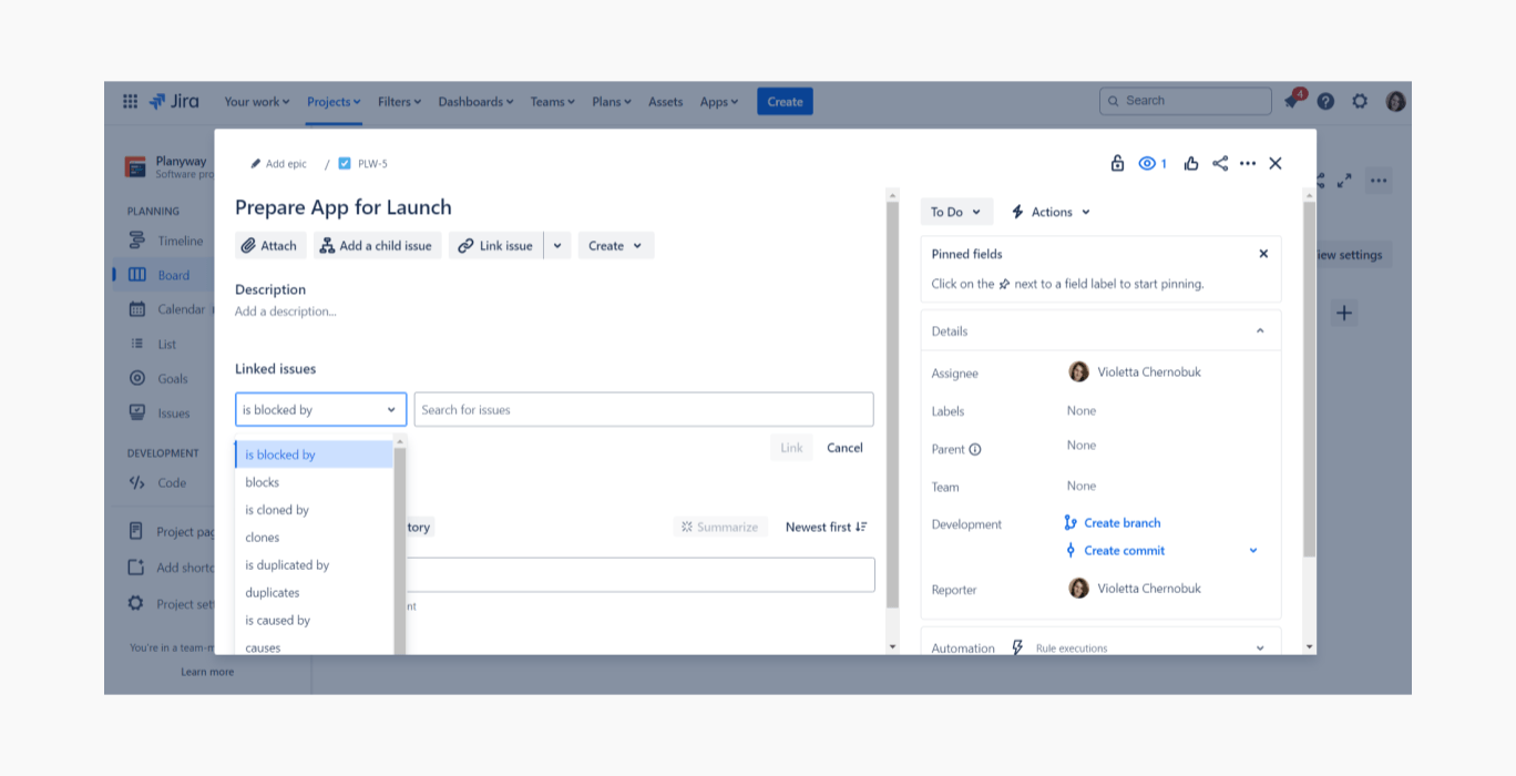 Jira Issue Types Linked issues