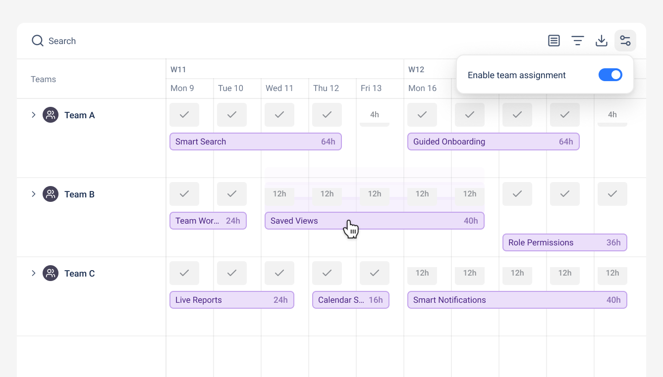 Assign work to teams