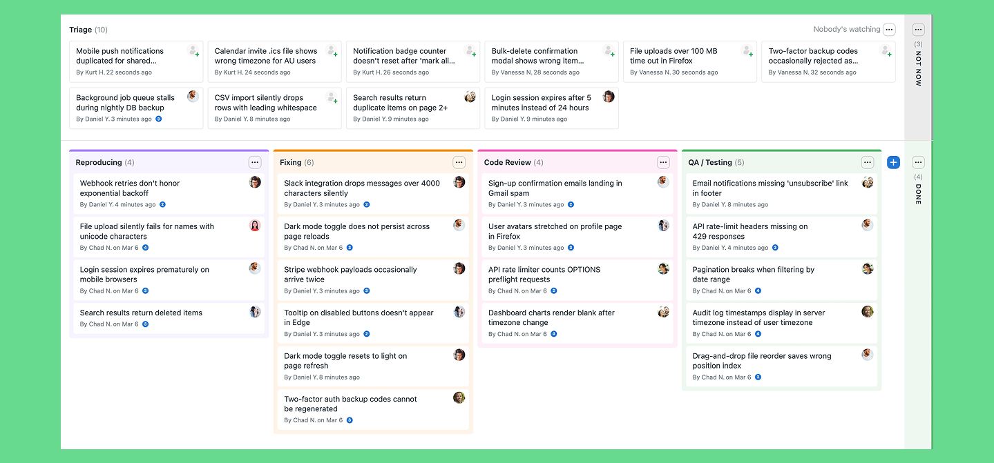 Asana board view