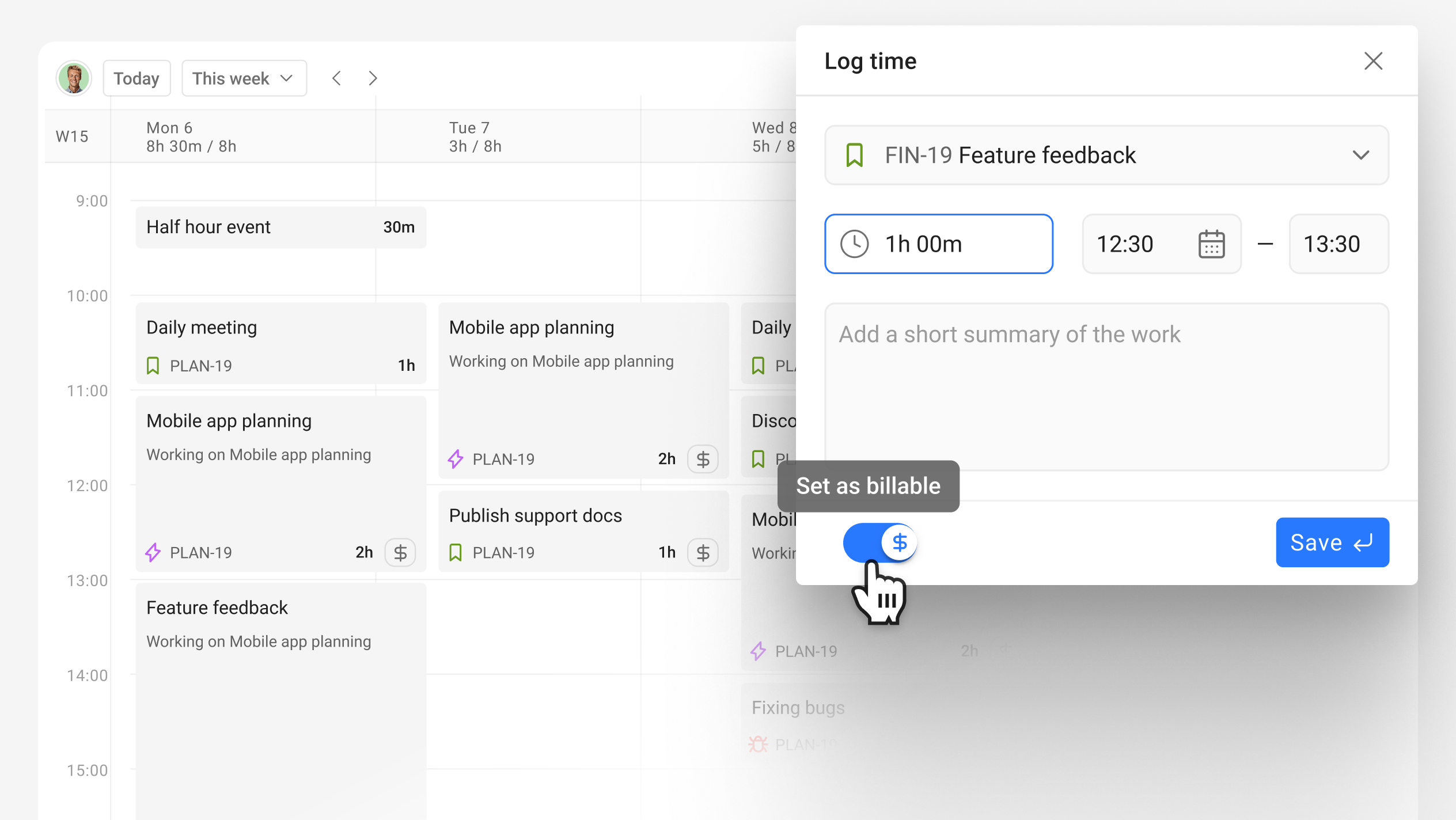 Track billable and non-billable hours