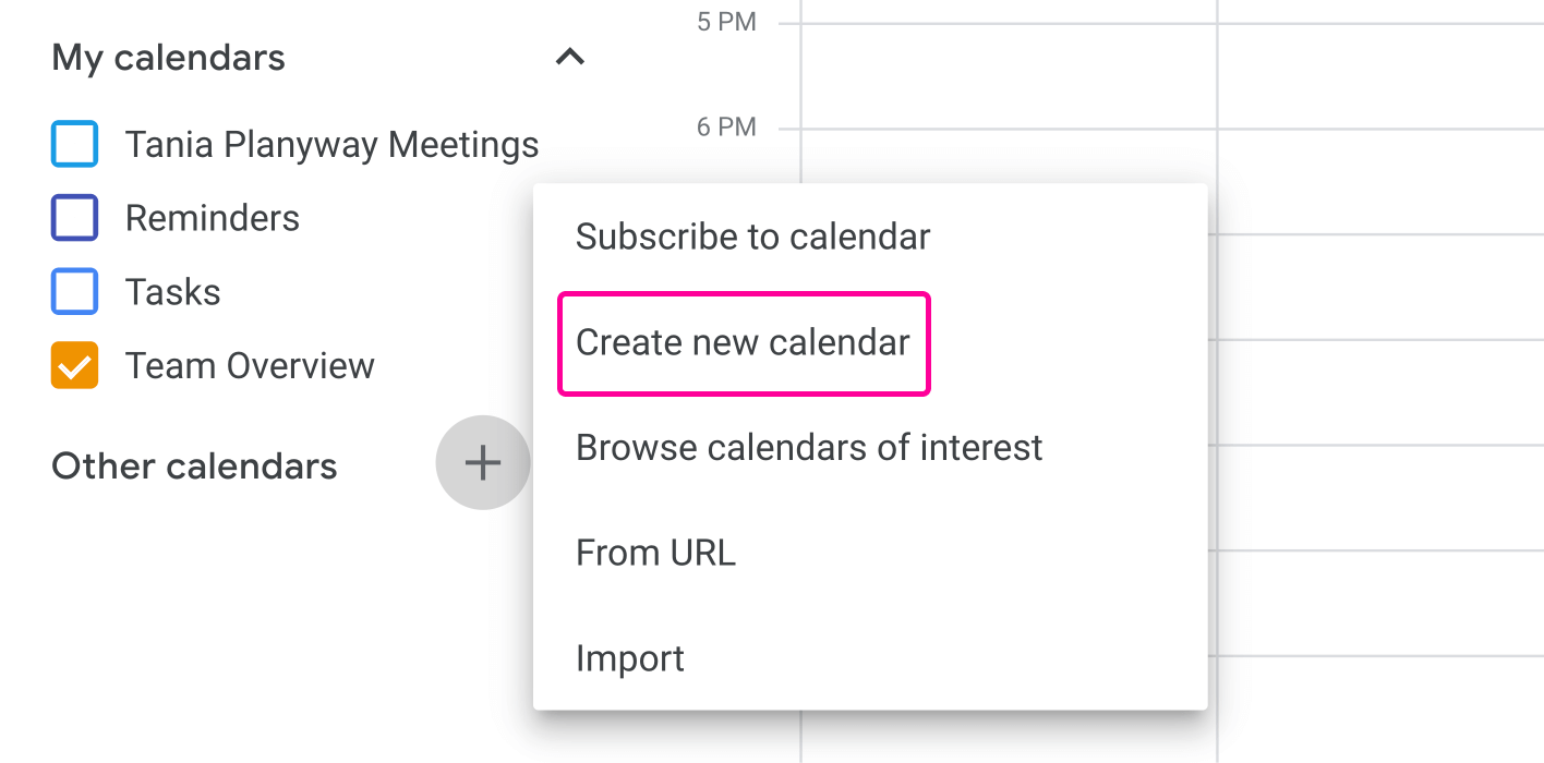Create new calendar
