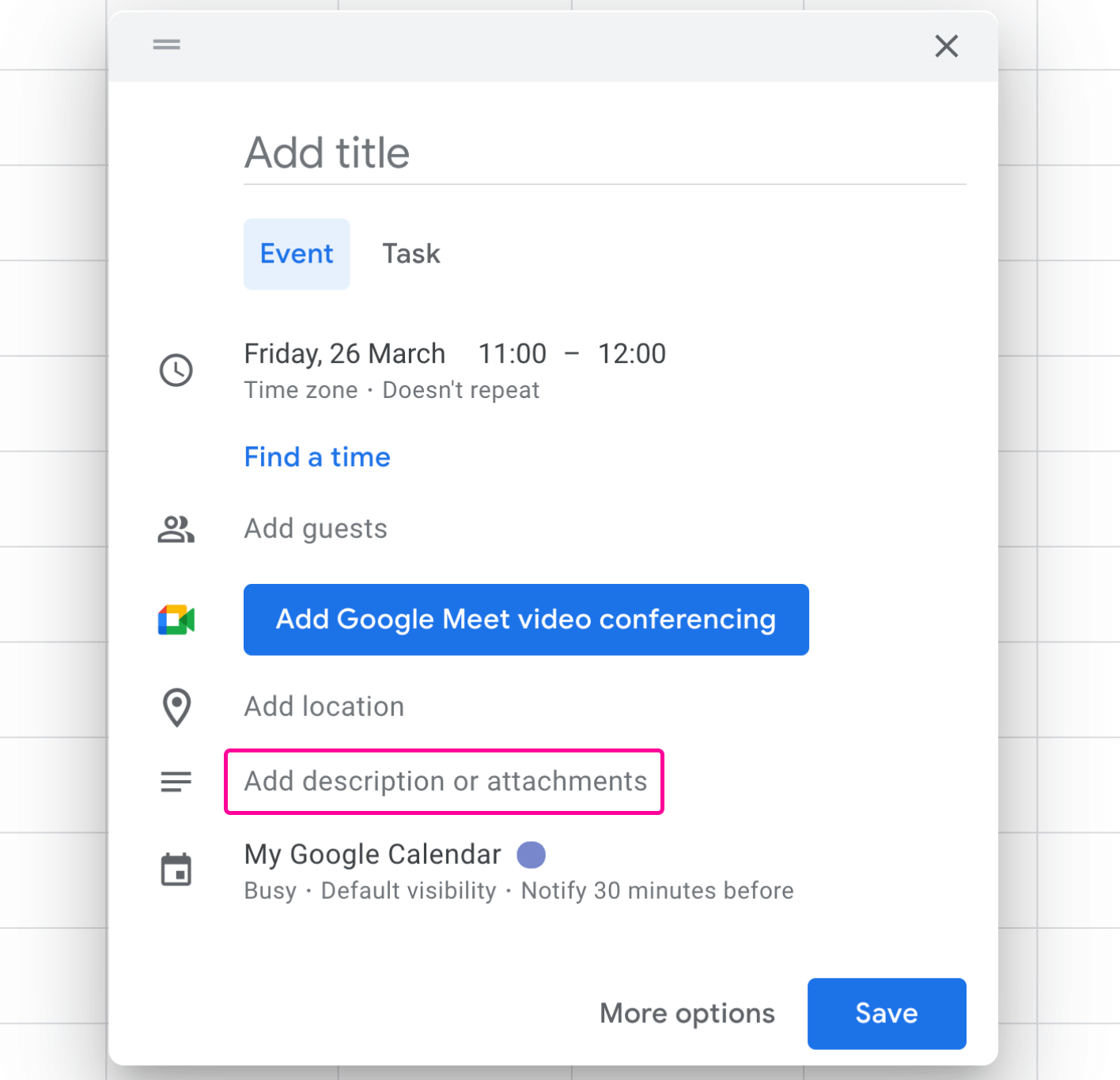 Description and attachments