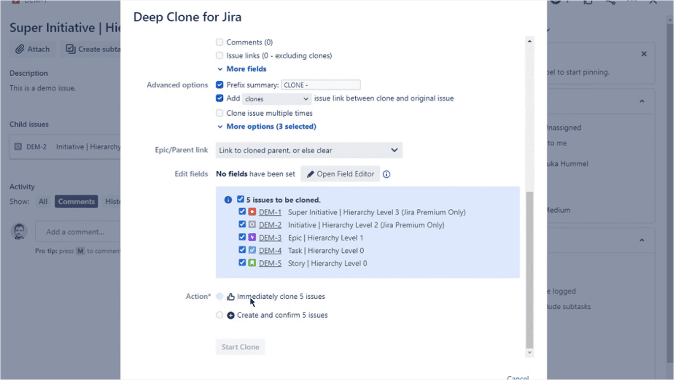 DeepClone for Jira: Reusing and replicating Jira work