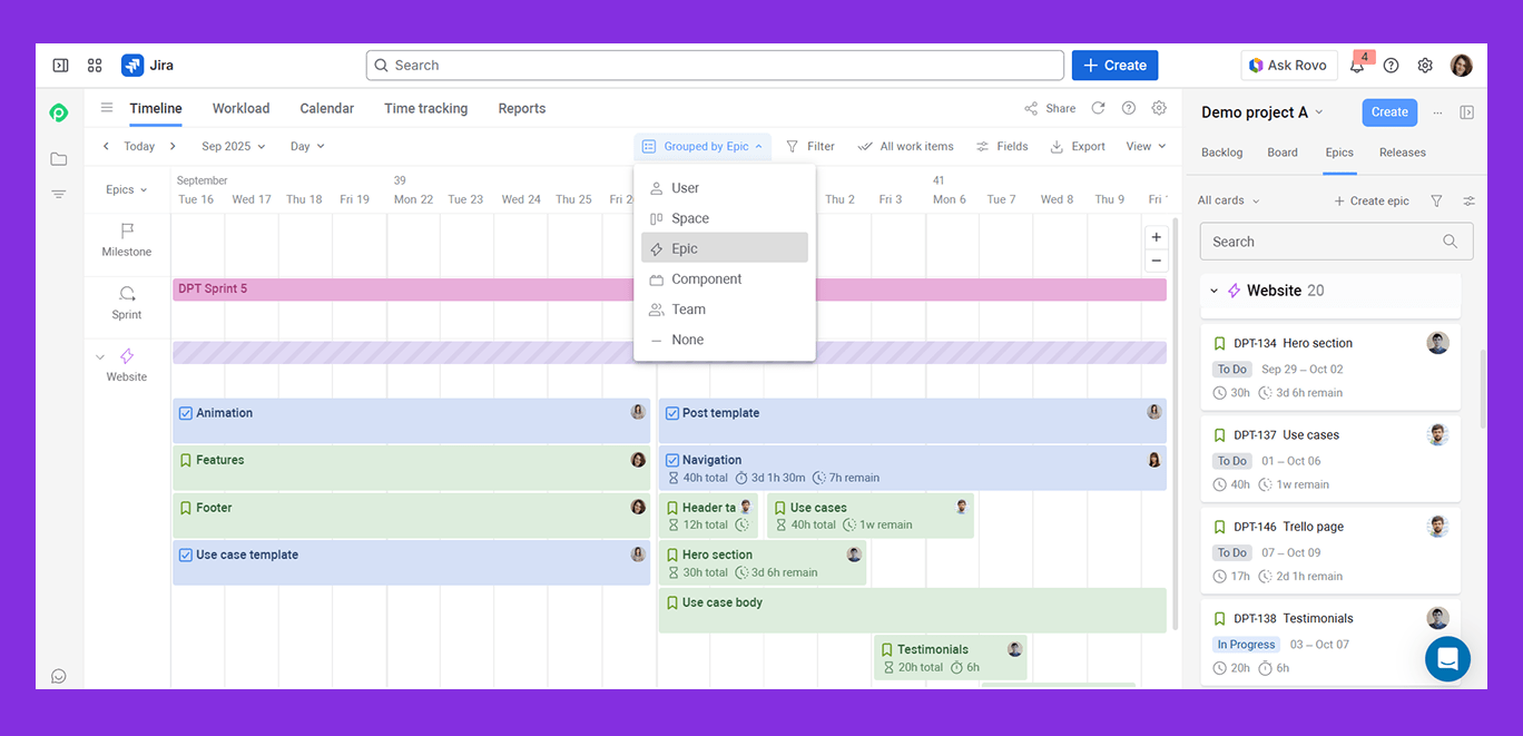 jira timeline planyway