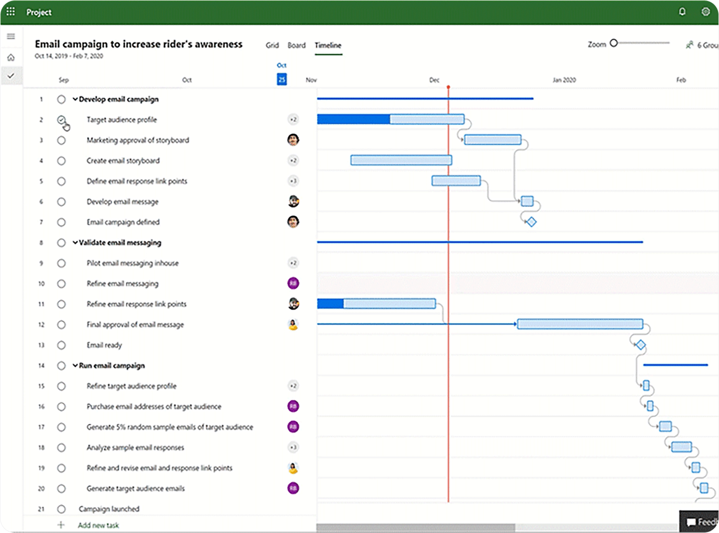 Microsoft Project Timeline view