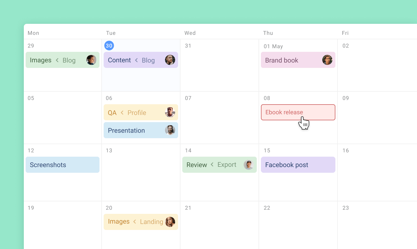 Planyway monthly calendar with checklists