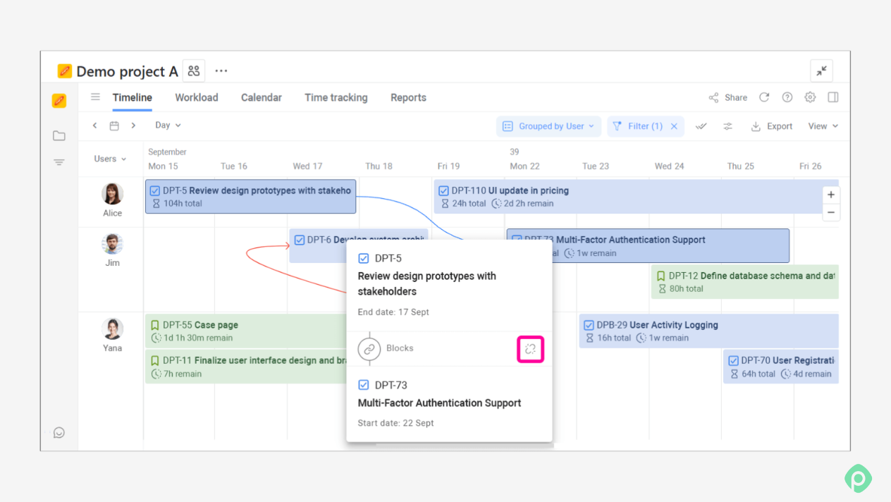 Managing task dependencies in Planyway for Jira to streamline project schedule management across team timelines.