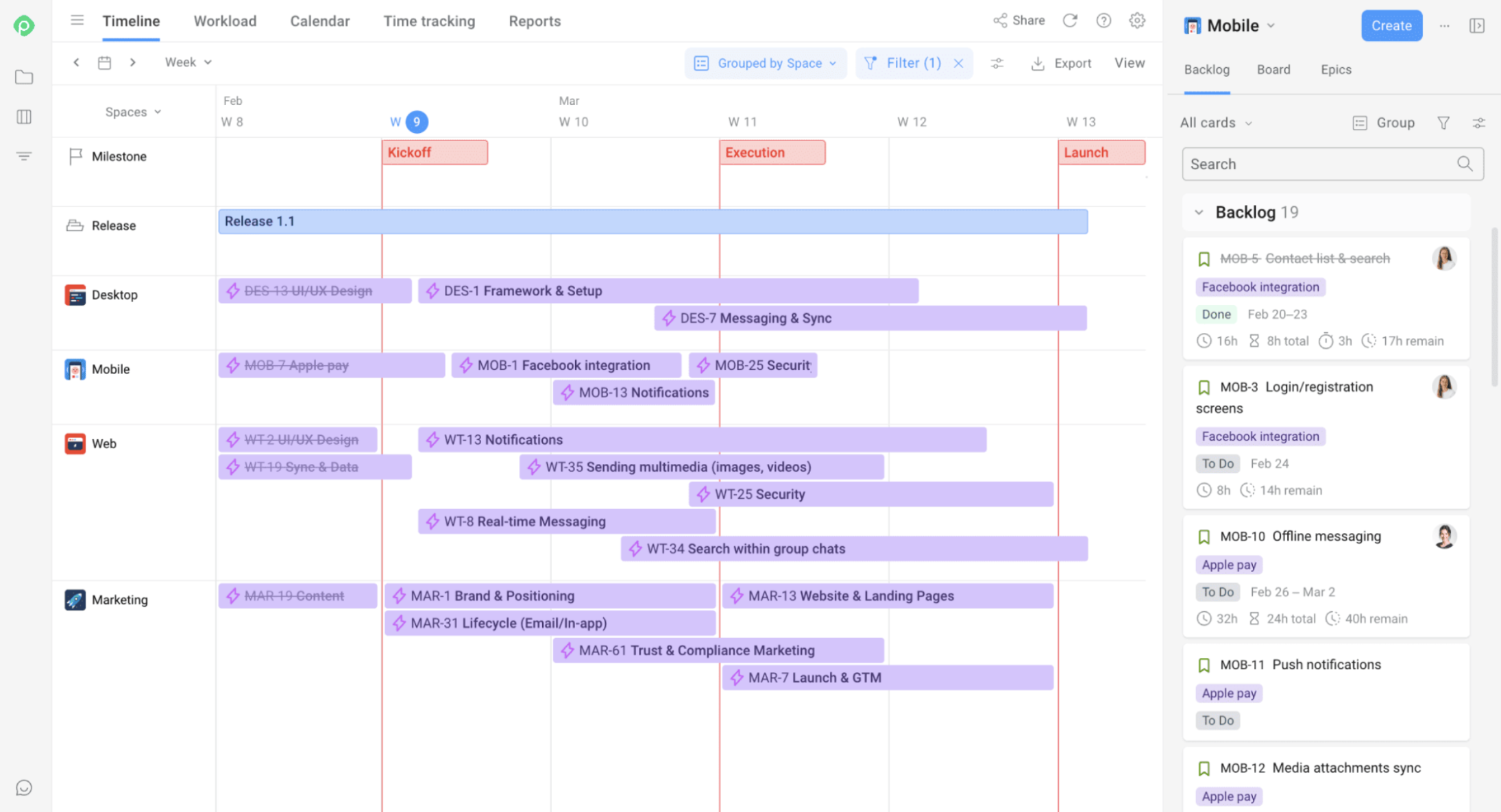 Project roadmap built in Planyway for Jira