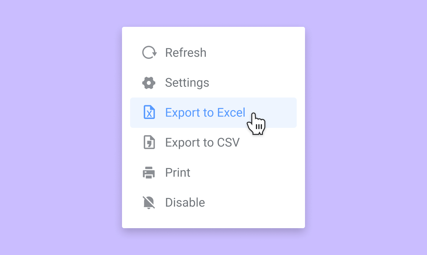 resource planning export to csv