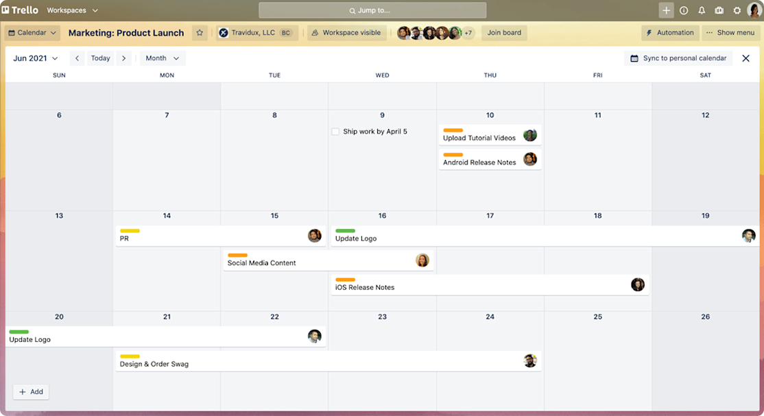 Trello Kanban board interface