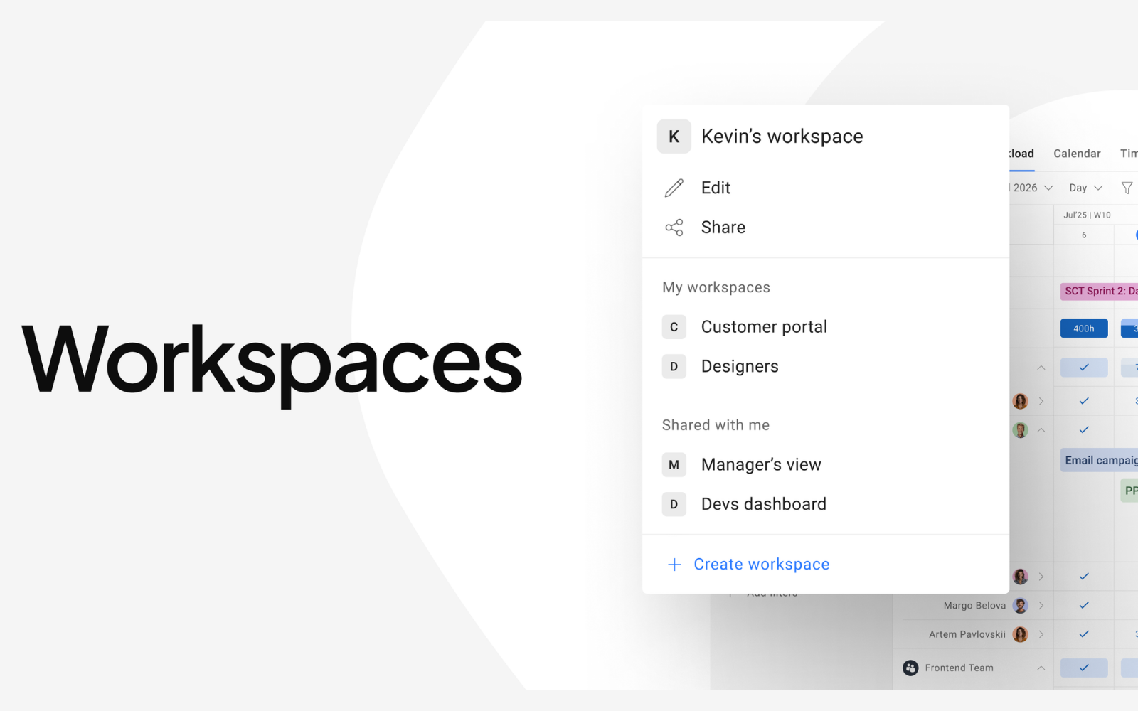 Save and share planning setups with Workspaces